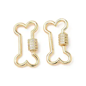 Brass Micro Pave Clear Cubic Zirconia Screw Carabiner Lock Charms