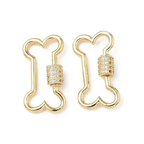 Brass Micro Pave Clear Cubic Zirconia Screw Carabiner Lock Charms