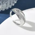 Brass Micro Pave Cubic Zirconia Cuff Open Rings