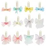 12Pcs 12 Styles Handmade Polyester Organza Bowknot Paper Clips