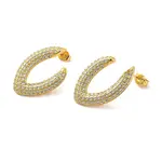 Brass Micro Pave Clear Cubic Zirconia Stud Earrings for Women