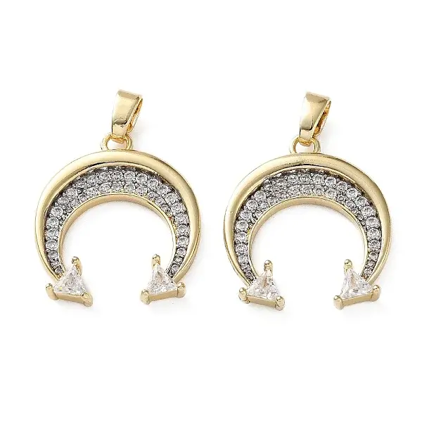 Brass Micro Pave Clear Cubic Zirconia Pendants