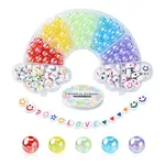 302Pcs 9 Style Transparent & Opaque Rainbow Iridescent Acrylic Beadss Plated and Enamel