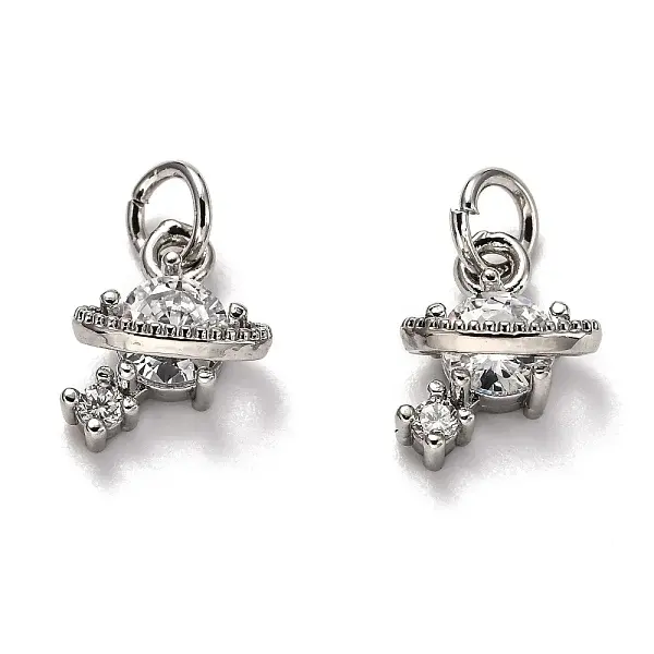 Brass Micro Pave Cubic Zirconia Charms