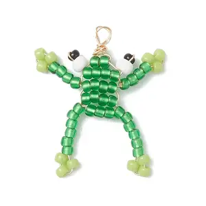 Glass Seed Beaded Frog Pendants