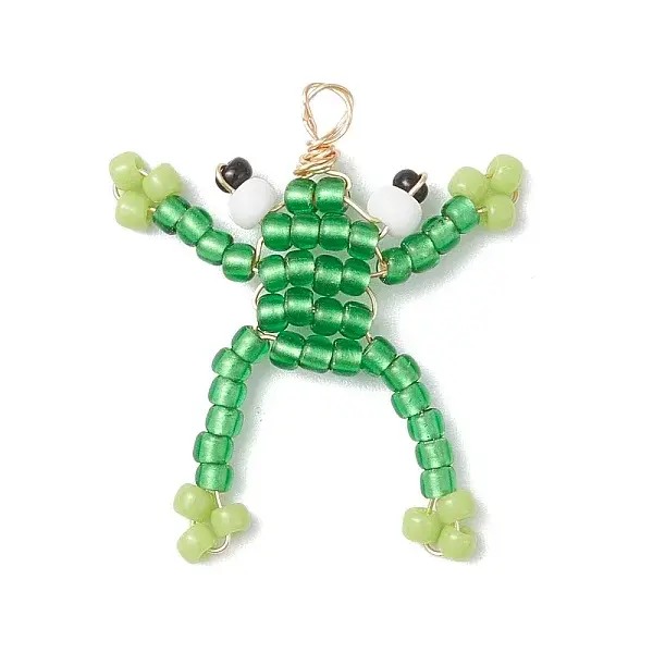 Glass Seed Beaded Frog Pendants