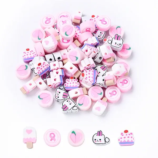35Pcs 5 Styles Handmade Polymer Clay Beads