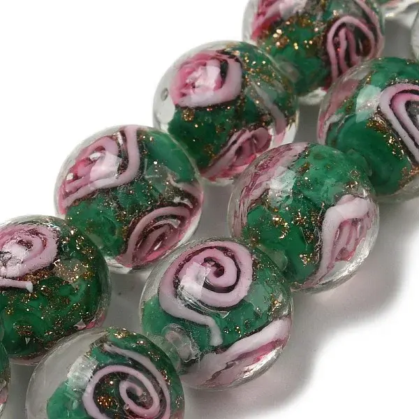 Handmade Gold Sand Lampwork Beads Strands