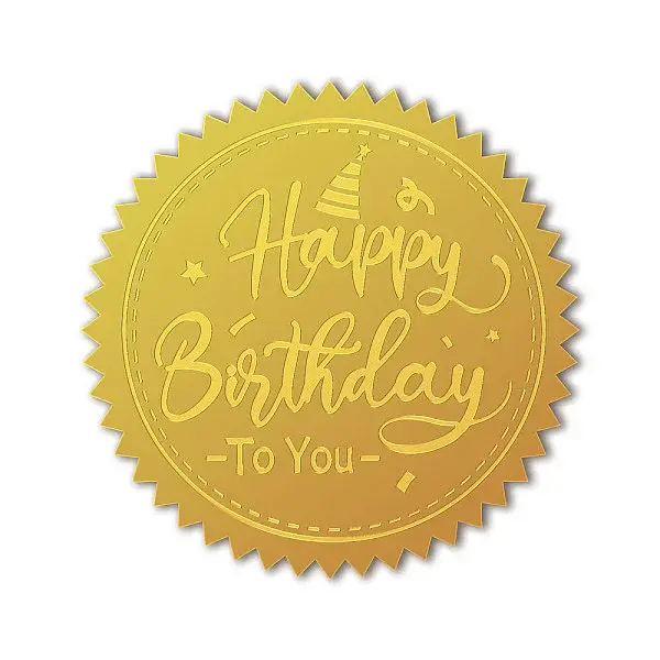 Plastic Self Adhesive Gold Foil Embossed Stickers