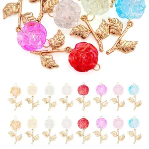 16Pcs 8Styles Transparent Acrylic Pendants