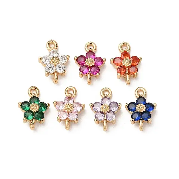 Brass Pave Cubic Zirconia Connector Charms