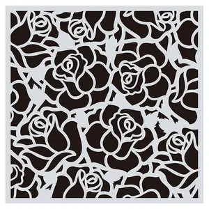 Flower Pattern Eco-Friendly PET Plastic Hollow Painting Silhouette Stencil