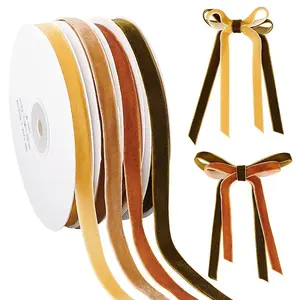 4 Rolls 4 Colors Single Face Velvet Ribbon