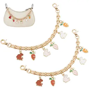 2Pcs Alloy Enamel Carrot Rabbit Tassel Iron Chain Bag Decorative Chains
