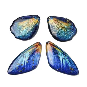 4Pcs Transparent Epoxy Resin Butterfly Wings Pendants