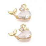 Brass Micro Pave Clear Cubic Zirconia Charms