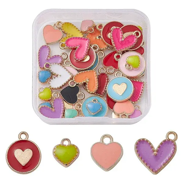 40Pcs 4 Style Alloy Enamel Charms