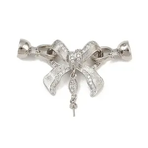 Brass Micro Pave Clear Cubic Zirconia Fold Over Clasps