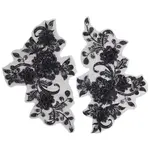 2Pcs Polyester Paillette Embroidered Cloth Sew on Patches