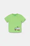 Bavlněné tričko United Colors of Benetton zelená barva, s potiskem, 3I1XG10J6
