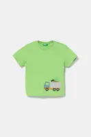 Bavlněné tričko United Colors of Benetton zelená barva, s potiskem, 3I1XG10J6