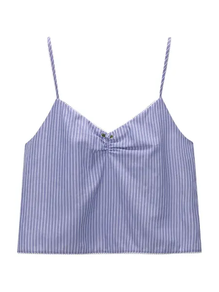Pull&Bear Top  zafírová / sivá / biela