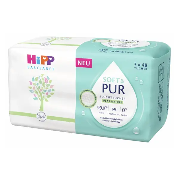 HIPP Babysanft soft&pur vlhčené ubrousky 3 x 48 ks