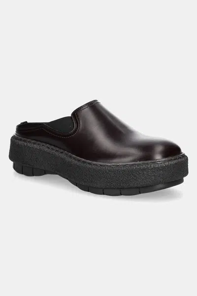 Kožené pantofle Sunnei CEMENTO hnědá barva, SHOXFLS009