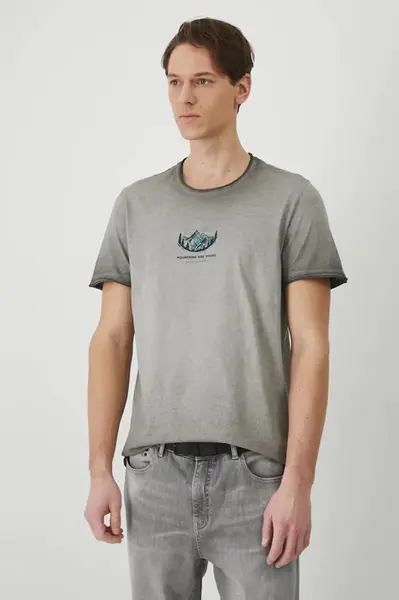 Bavlněné tričko Medicine šedá barva, s potiskem