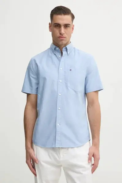 Bavlněná košile Tommy Hilfiger modrá barva, regular, s límečkem button-down, MW0MW36272