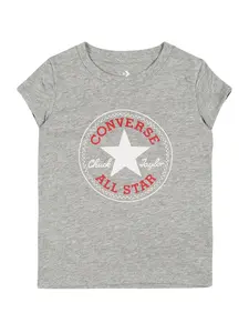 CONVERSE Tričko  sivá melírovaná / červená / biela