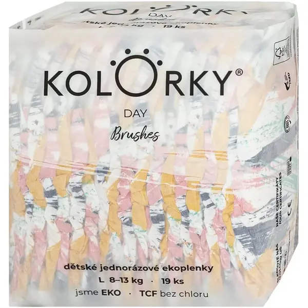 Kolorky Day Brushes jednorazové EKO plienky veľkosť S 8-13 Kg 19 ks