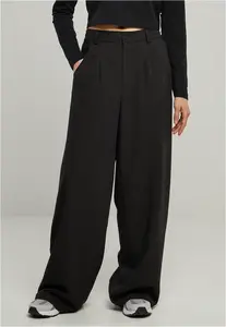 Women's trousers with ultra-wide pleated front black