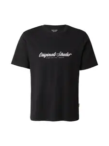 JACK & JONES Tričko 'JORMONTAUK'  čierna / biela