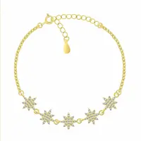 Brilio Silver Hravý pozlacený náramek Hvězdičky se zirkony BRC156Y