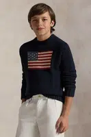 Dětský bavlněný svetr Polo Ralph Lauren tmavomodrá barva, 323668285001