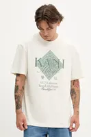 Bavlněné tričko Karl Kani pánské, béžová barva, s potiskem, PD00005356