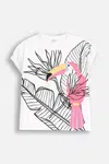 Dětské bavlněné tričko Coccodrillo bílá barva, TROPICAL STORY GIRL JUNIOR