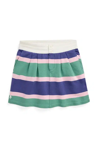Dětská bavlněná sukně Polo Ralph Lauren tmavomodrá barva, mini, áčková, 313971042001