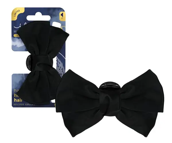 Skřipec do vlasů se sametovou mašlí Invisibobble Clipstar M Eclipse Nuit Knot - černý + dárek zdarma