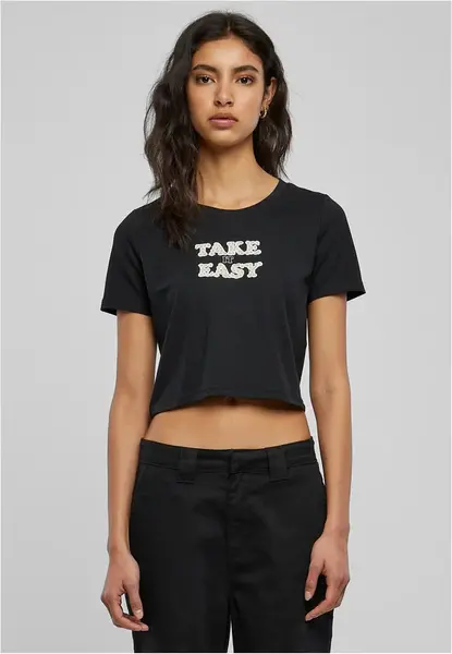 Take It Daisy Cropped Tee černé