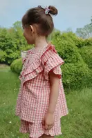 Dětské bavlněné šortky Konges Sløjd KIM FRILL SHORTS GOTS růžová barva, vzorované, KS102304