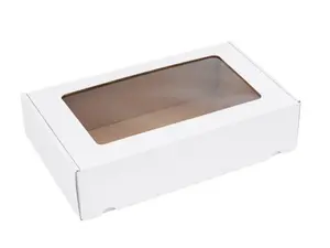 25 ks - Dárková krabice s průhledným víkem bílá 350x200x100