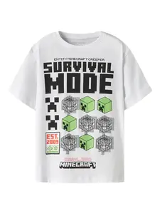 TWO SOON Tričko 'Minecraft'  zelená / oranžová / čierna / biela