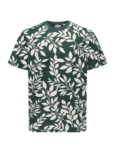 Only & Sons Tričko 'ONSPERRY'  tmavozelená / biela