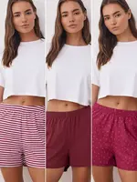 Trendyol Pyžamové nohavice  burgundská / biela