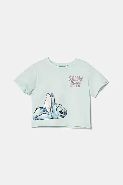 Dětské bavlněné tričko United Colors of Benetton tyrkysová barva, 35RYG10HQ