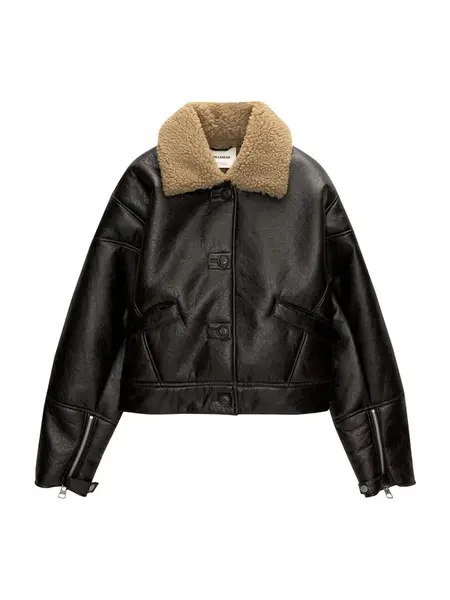 Pull&Bear Prechodná bunda  čokoládová / brokátová