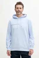 Bavlněná mikina Tommy Jeans pánská, modrá barva, s kapucí, s potiskem, DM0DM20847