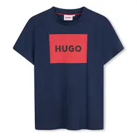 Dětské bavlněné tričko HUGO tmavomodrá barva, s potiskem, G00334
